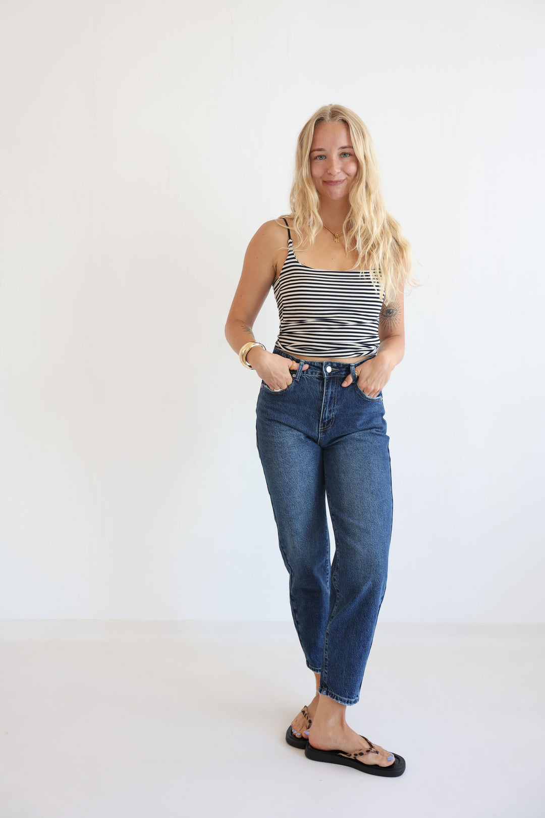 Deep Blue Mom Jeans