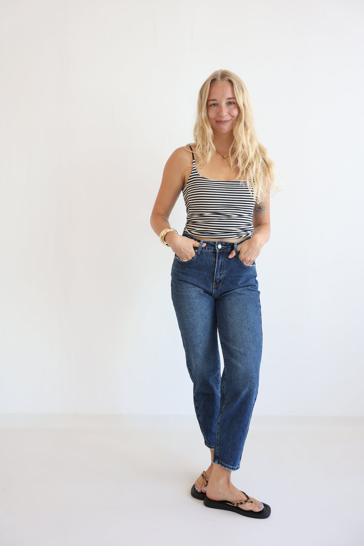 Deep Blue Mom Jeans
