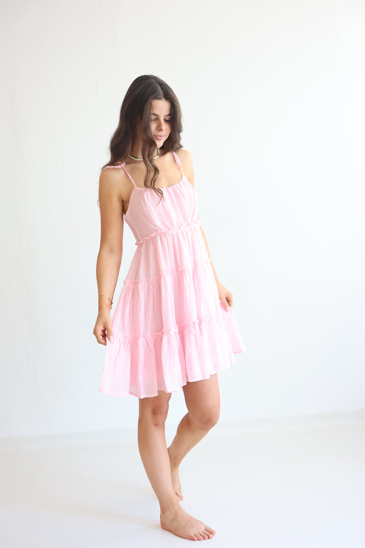 Bow Strap Tiered Dress