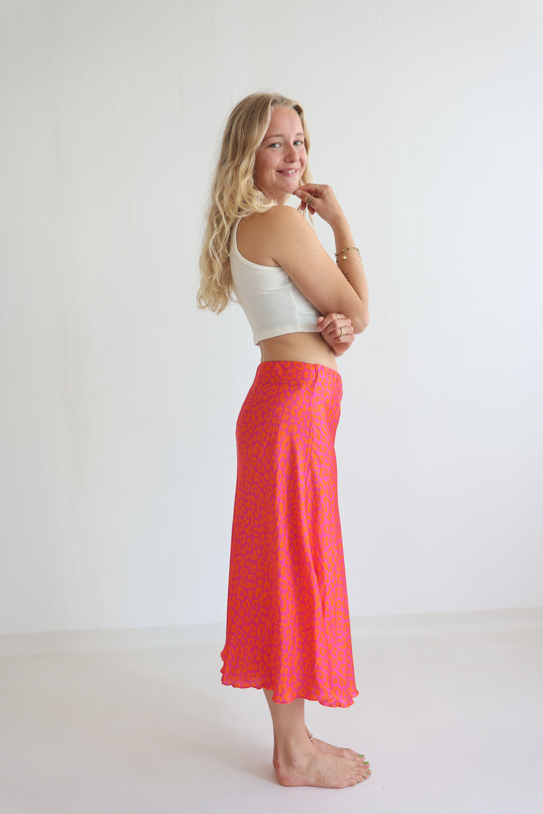 Leopard Satin Skirt