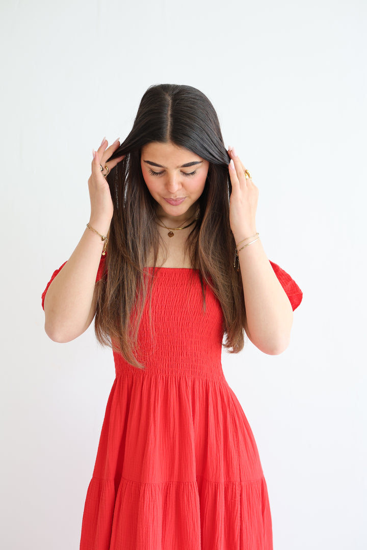 Langes Kleid mit Raffung Livia