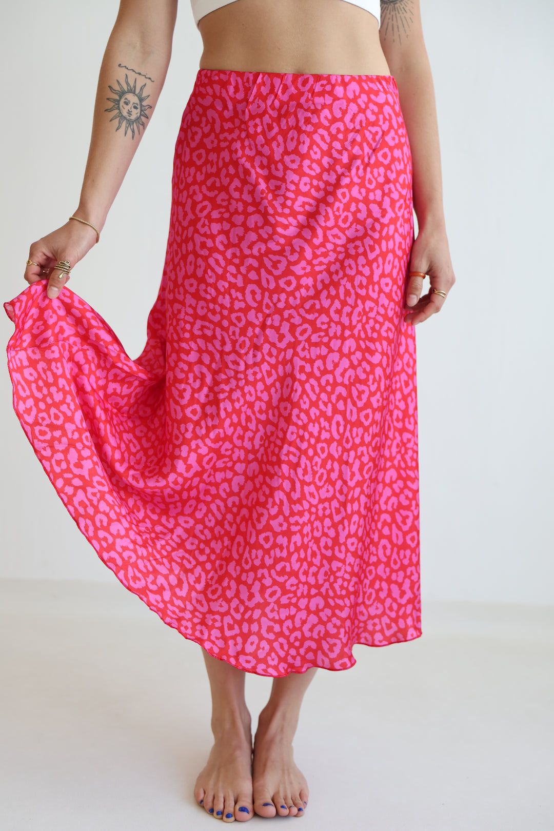 Leopard Satin Skirt