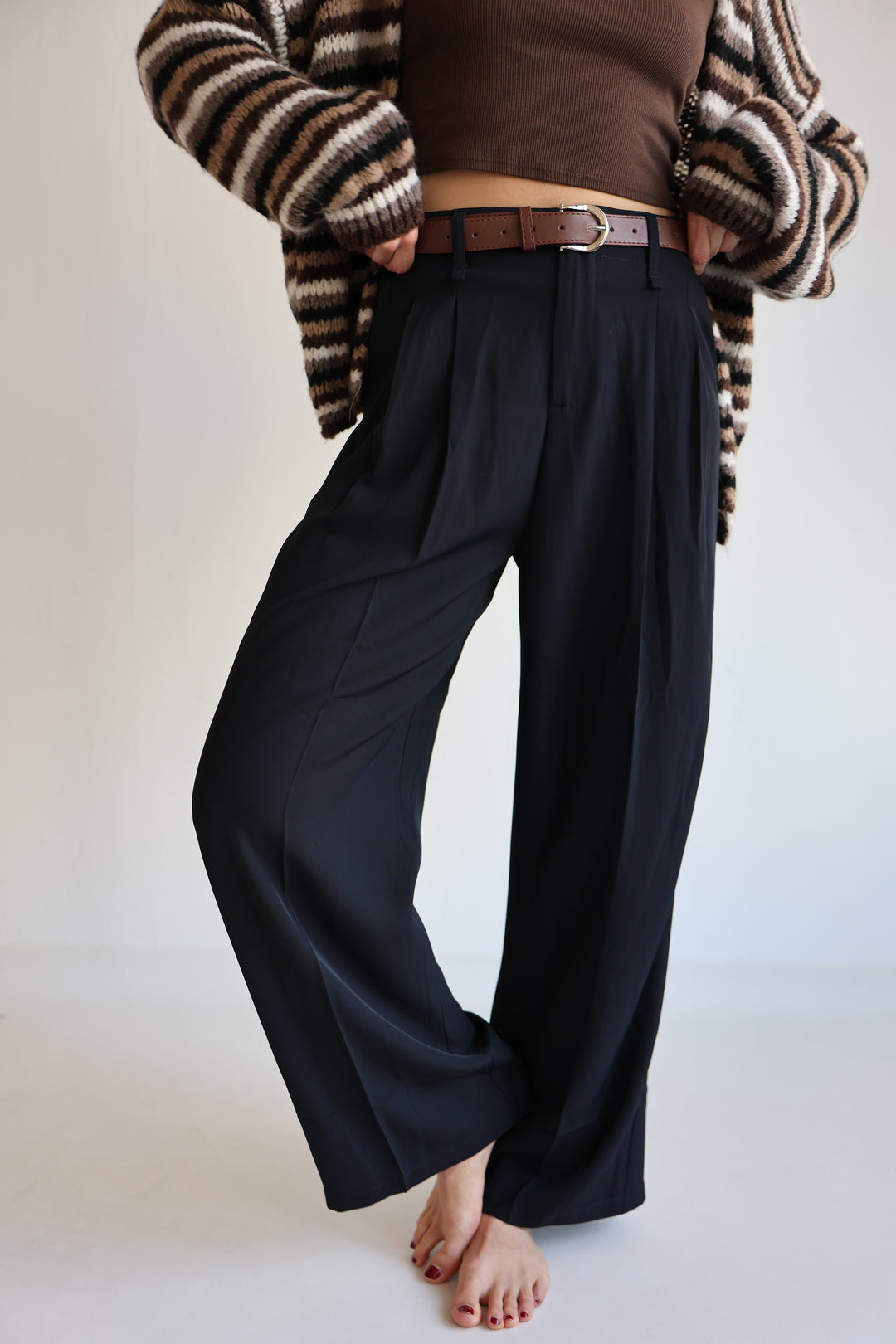 Bundfaltenhose mit Gürtel Anna (23091)