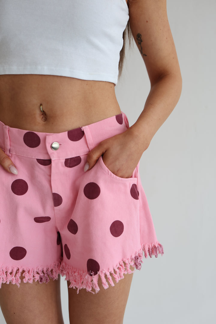 Vintage Polka Dots Denim Shorts