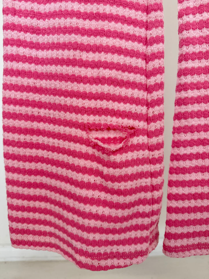 STRIPED KNIT FLARED PANTS BUBBLE PINK (B-WARE)