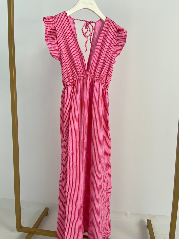 LANGES MUSSELINKLEID CASUAL STRIPED WATERMELON (B-WARE)
