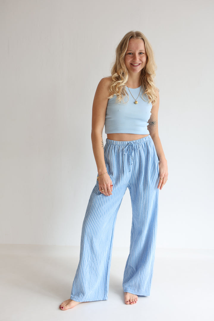 Lange Musselinhose mit Streifen Little Lines