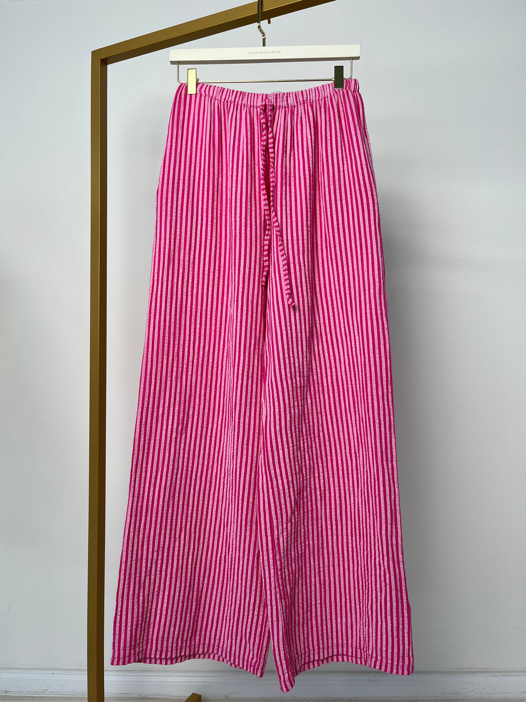 LANGE MUSSELINHOSE MIT STREIFEN LITTLE LINES PINK (B-WARE)