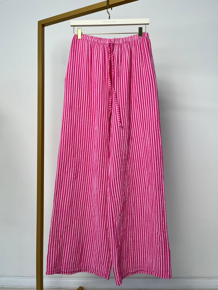 LANGE MUSSELINHOSE MIT STREIFEN LITTLE LINES PINK (B-WARE)
