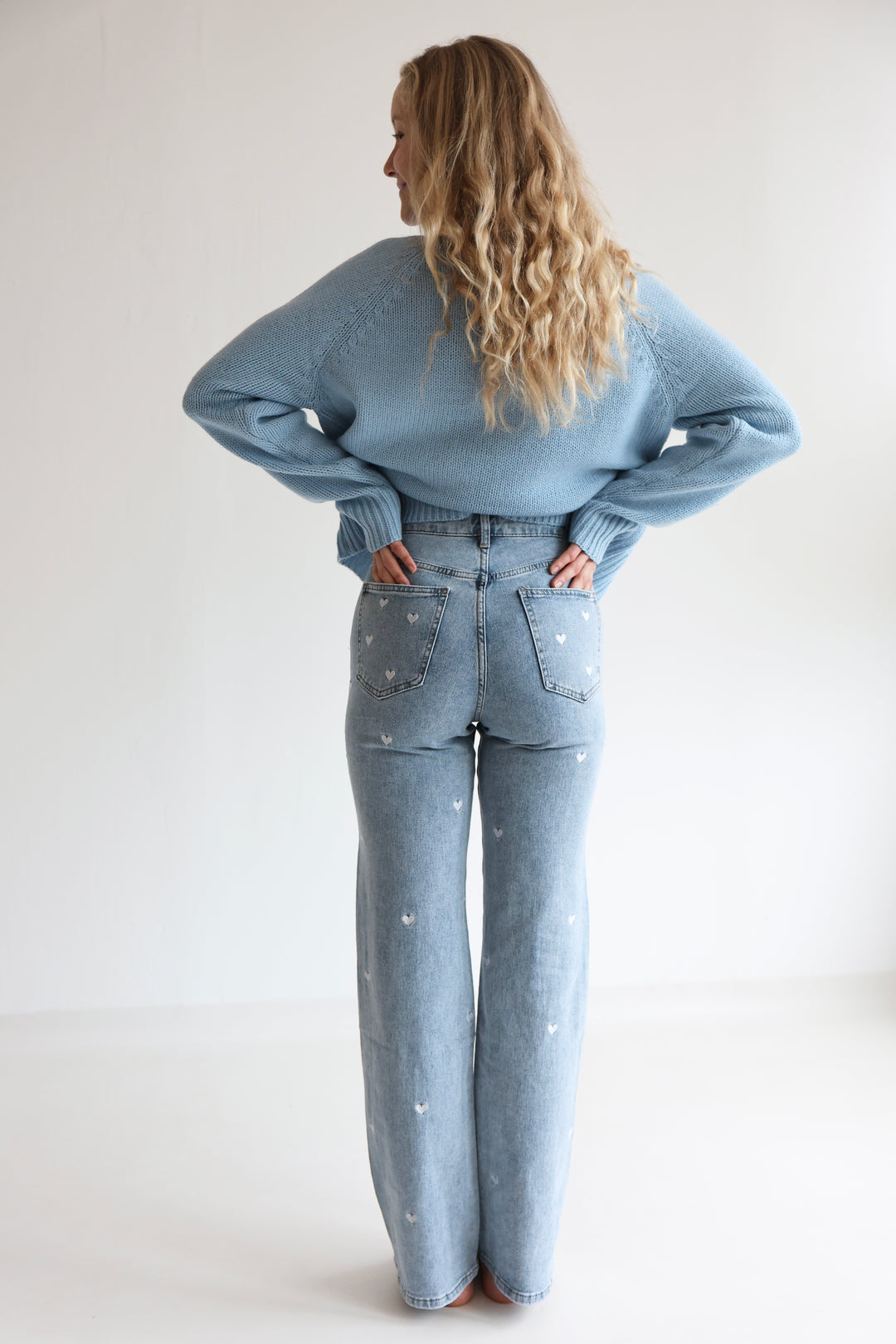 Straight Fit Jeans Blue Hearts