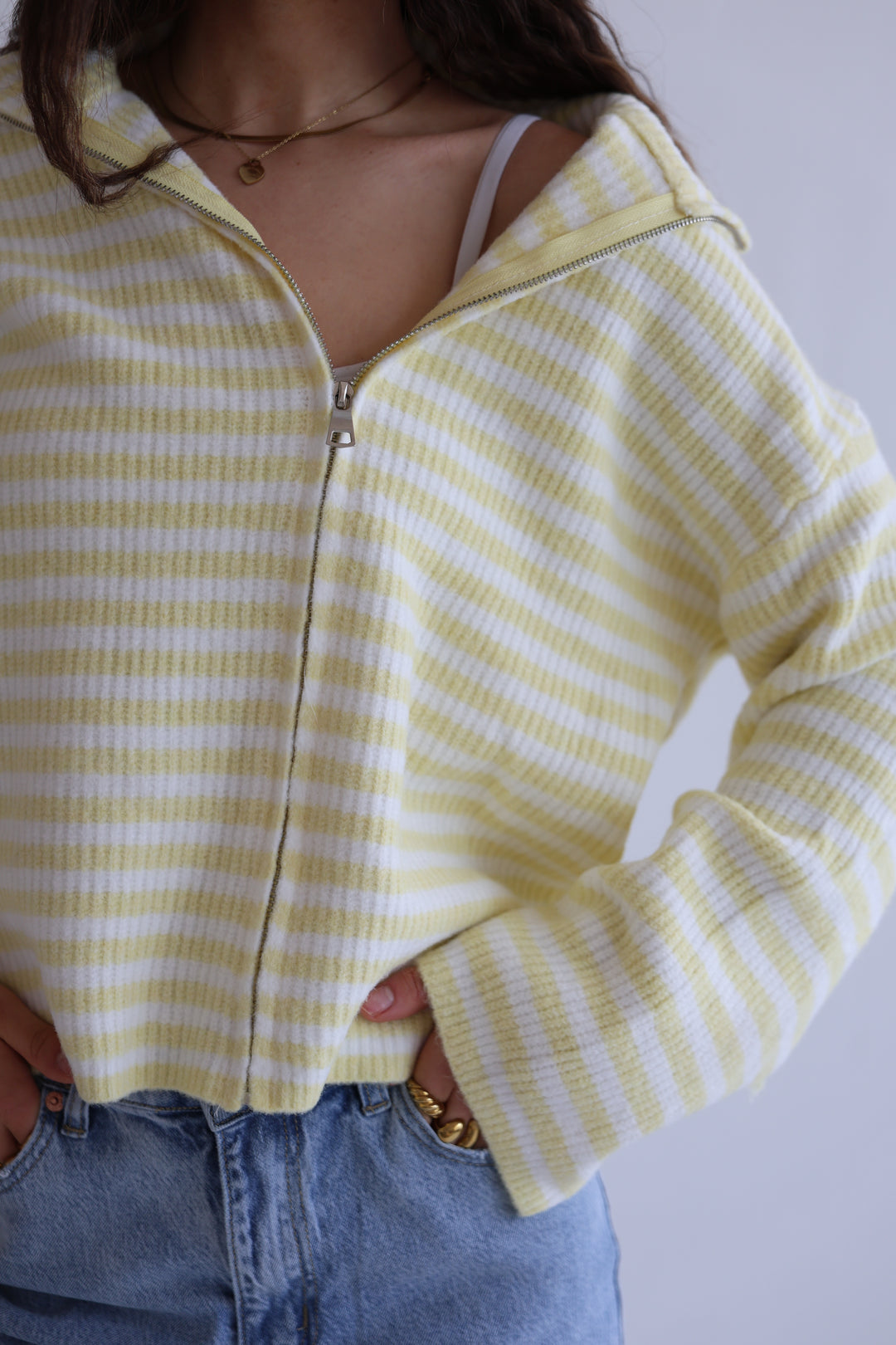 Striped Zip Cardigan