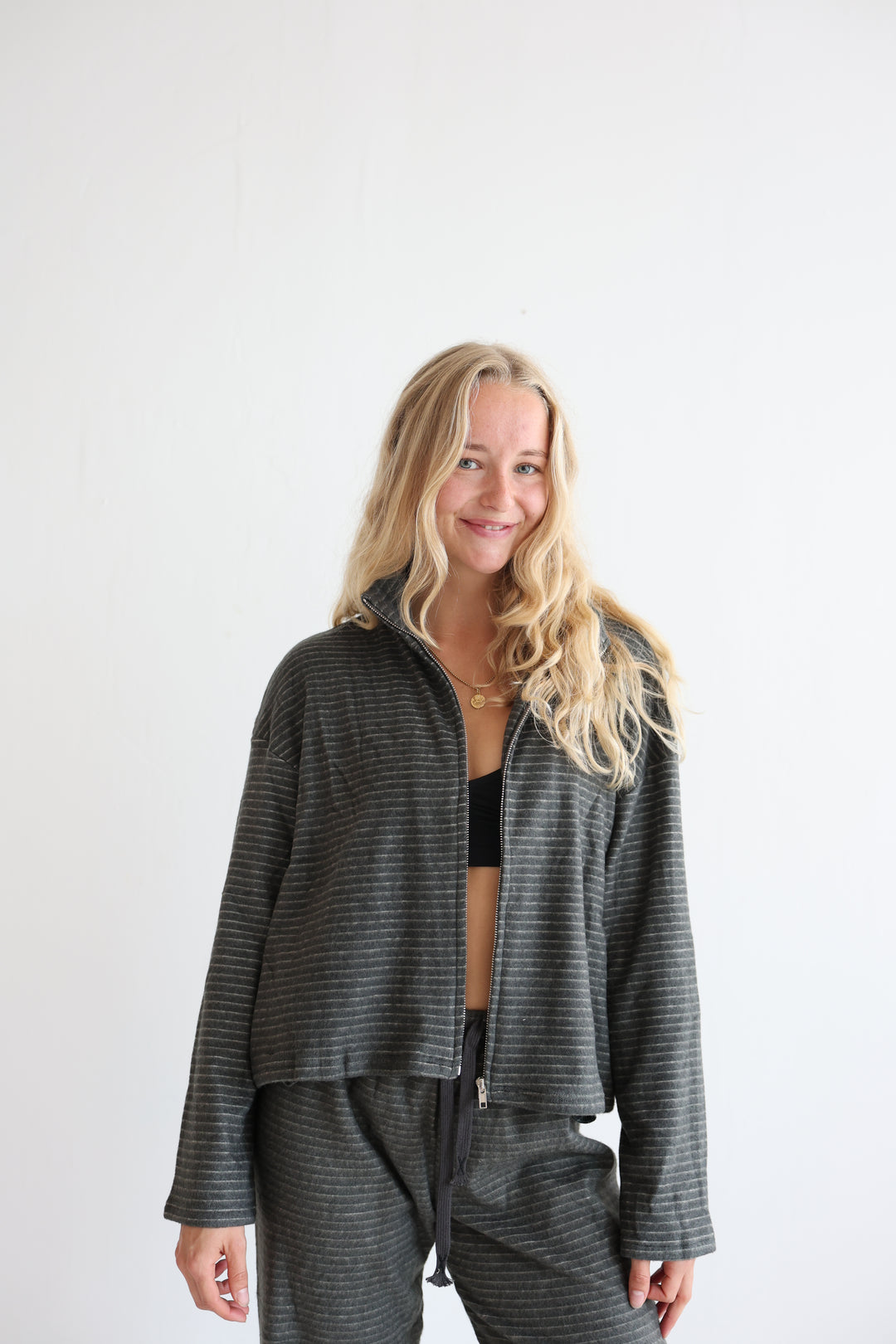 Marlow Stripe Zip Sweater