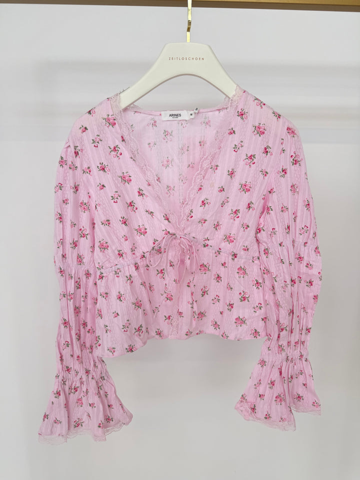 SCHÖSSCHENBLUSE ZUM SCHNÜREN CUTE ROSES ROSA GR.M