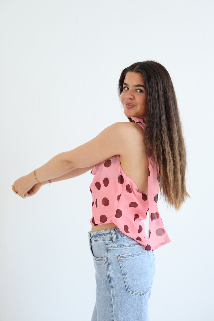 Polka Dot Wrap Top