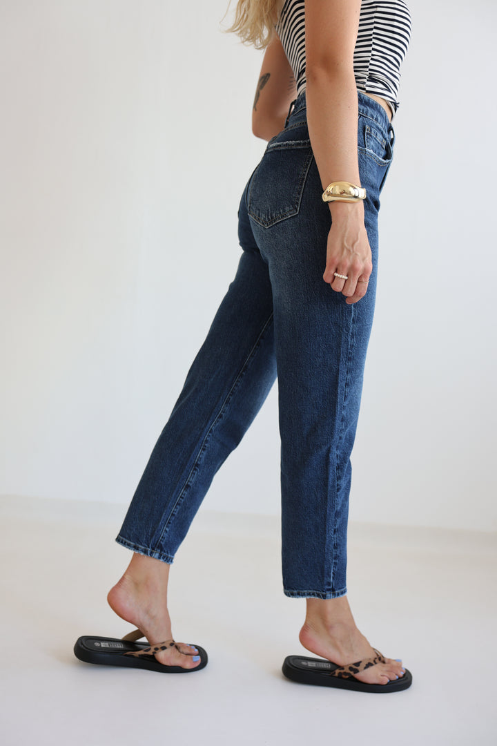 Deep Blue Mom Jeans