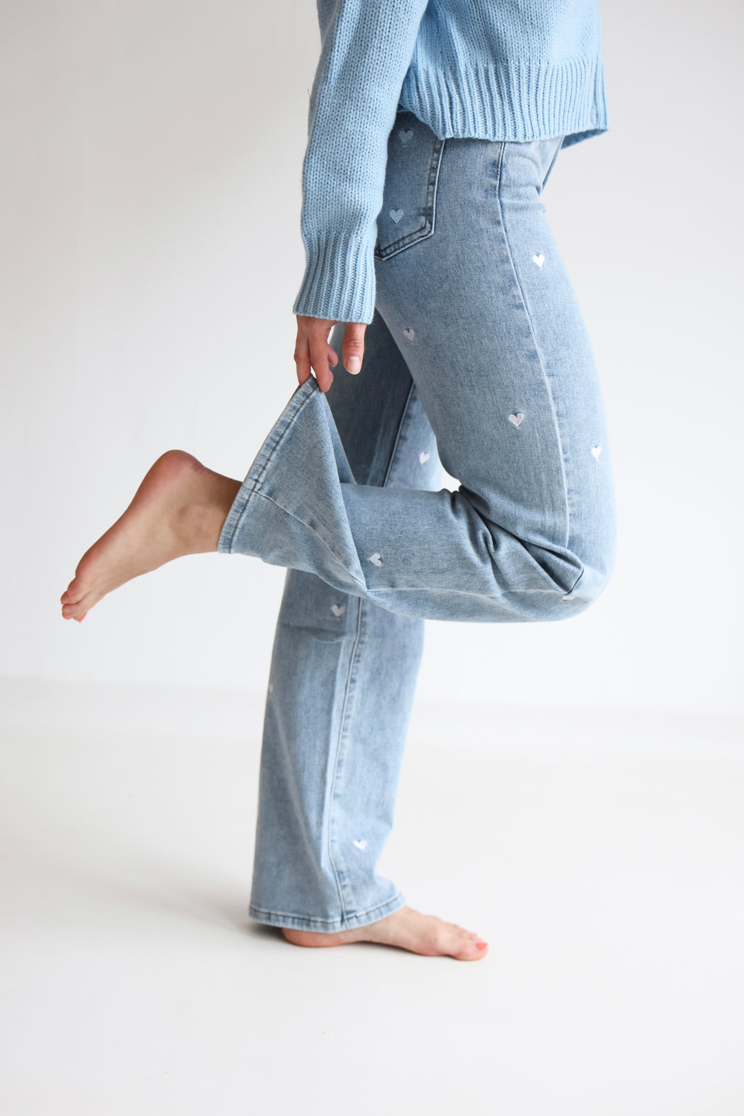 Straight Fit Jeans Blue Hearts