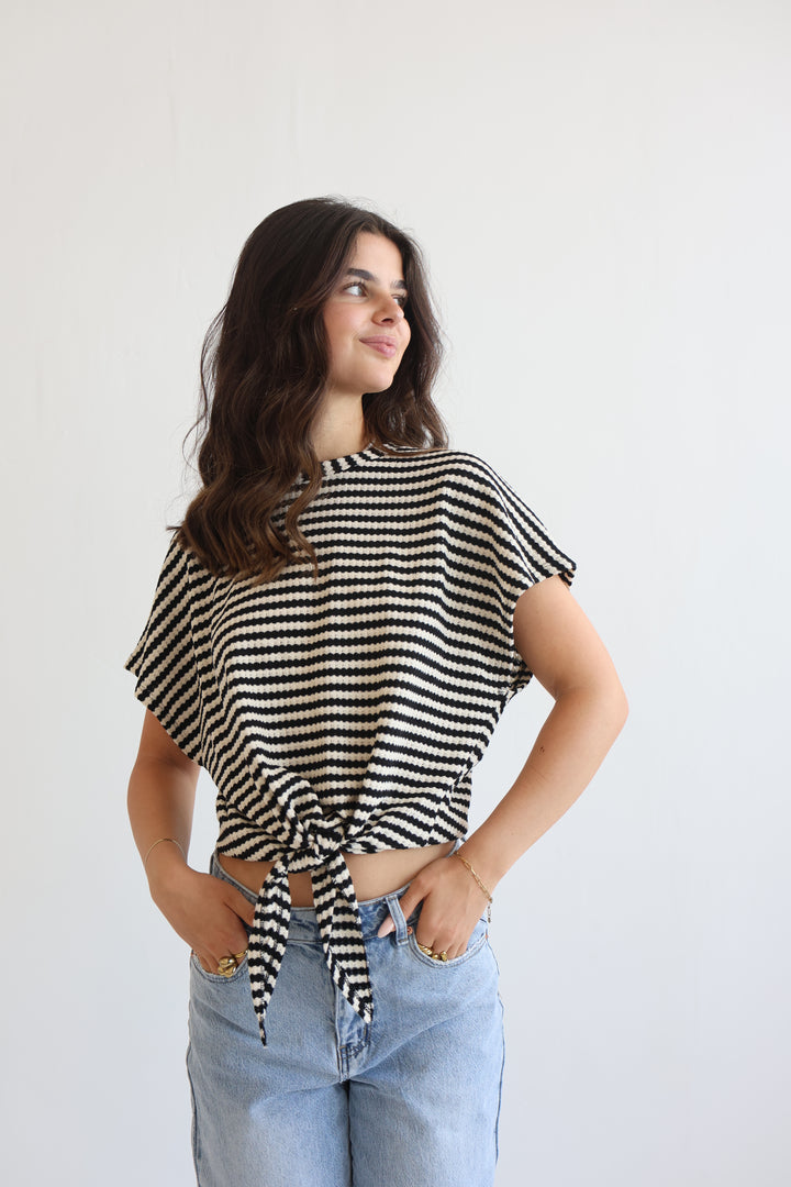 Striped Knit Knot T-Shirt