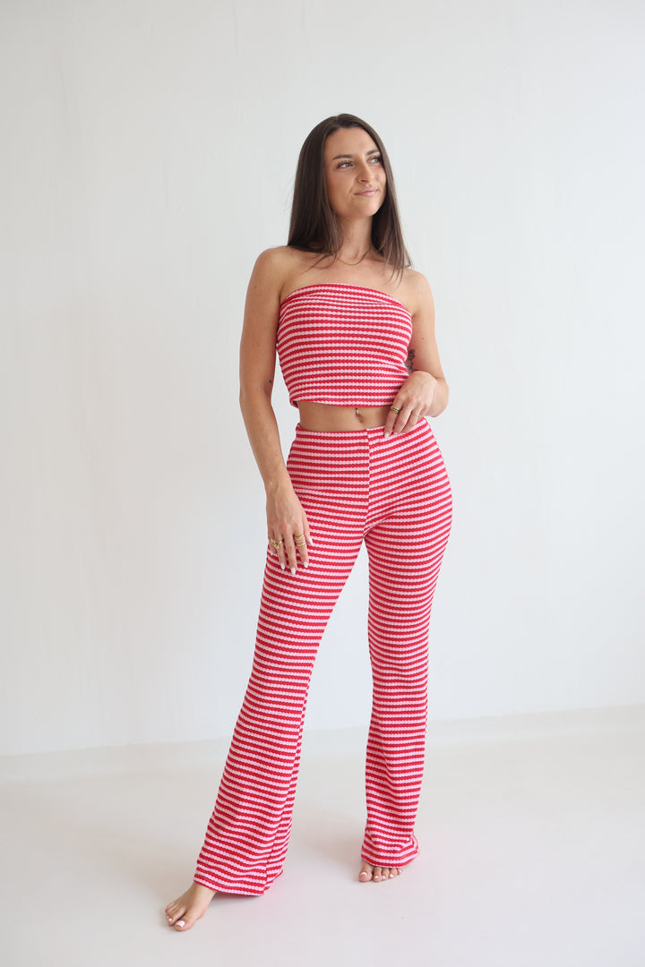Striped Knit Flared Pants