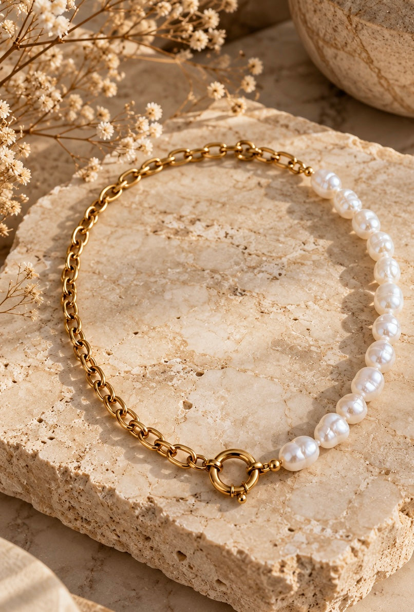 Pearl &amp; Chain Necklace