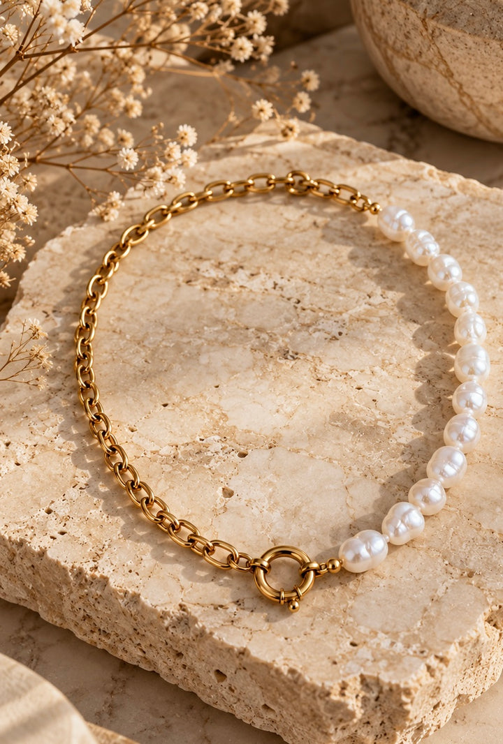 Pearl &amp; Chain Necklace