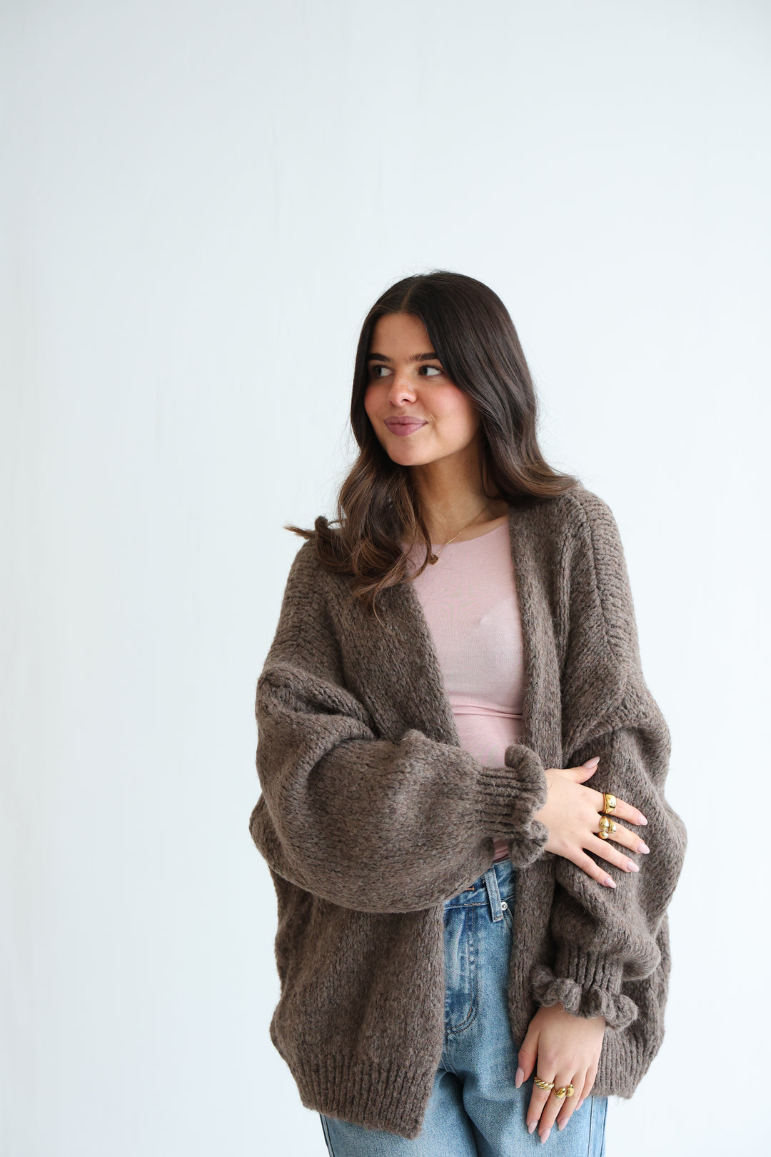 Offener Cardigan mit Rüschenärmeln Clara