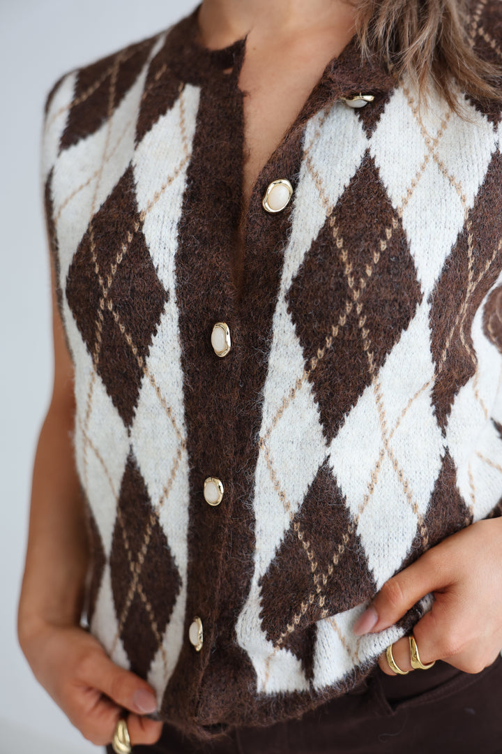 Weste Vintage Argyle Chic