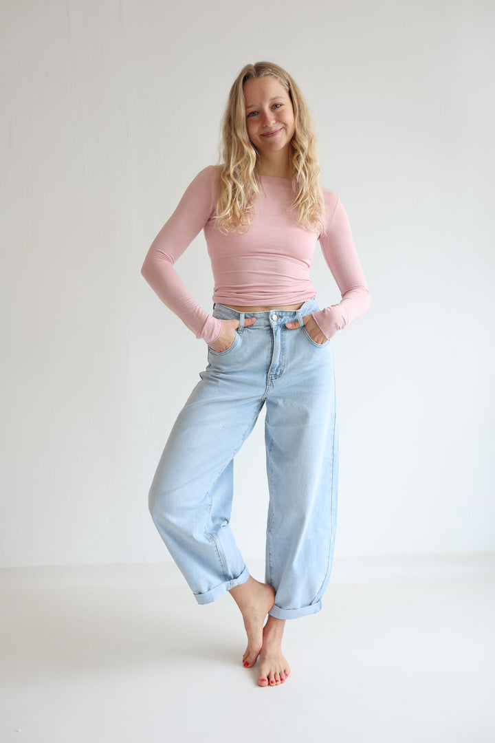 Barrel Fit Denim Blue Jeans