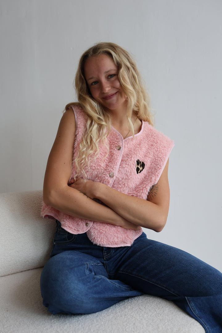 Teddyweste Leopard Hearts