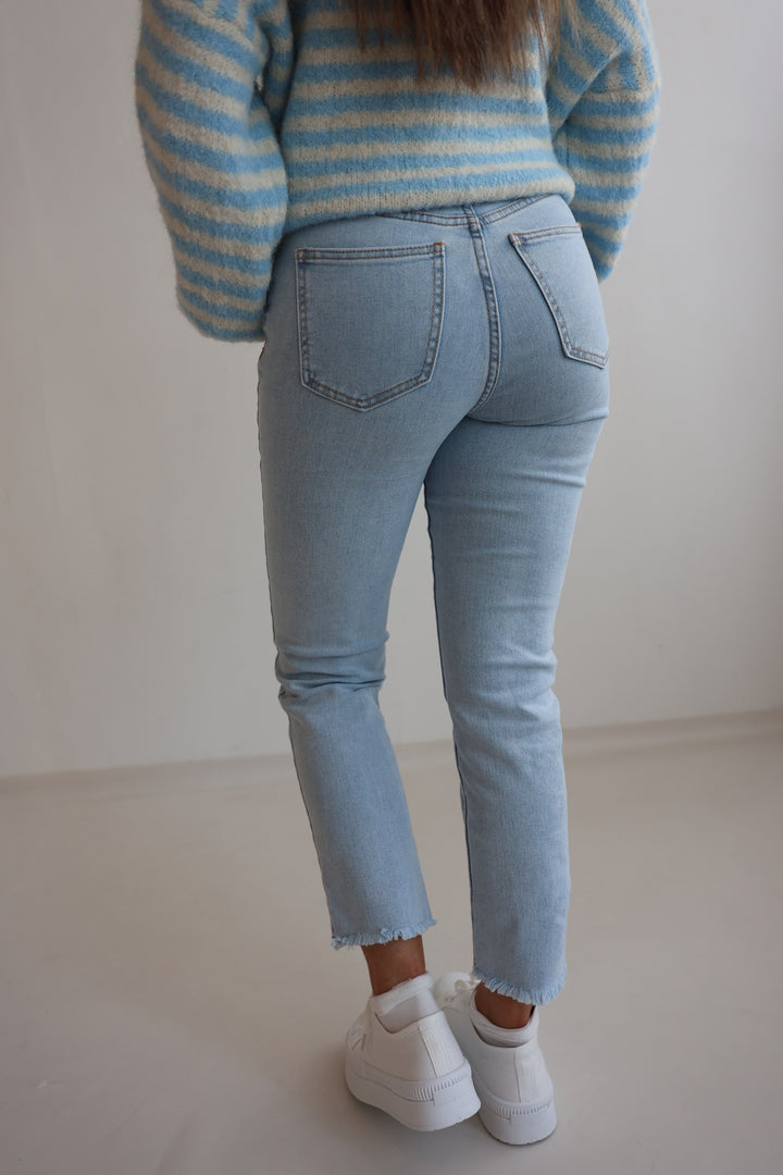 Mom Jeans White Flowers (2676)