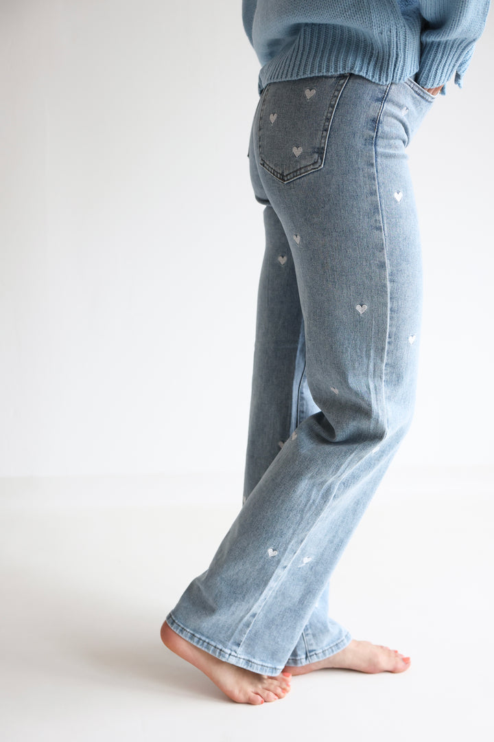 Straight Fit Jeans Blue Hearts