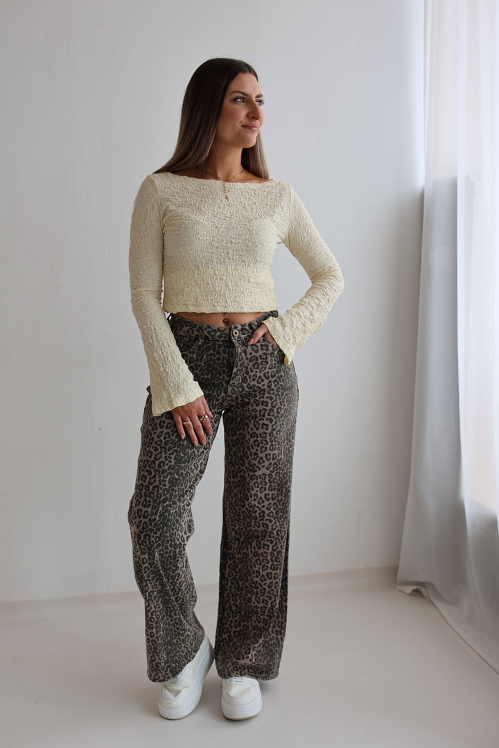 Wide Leg Jeans mit Leoprint (265-34)