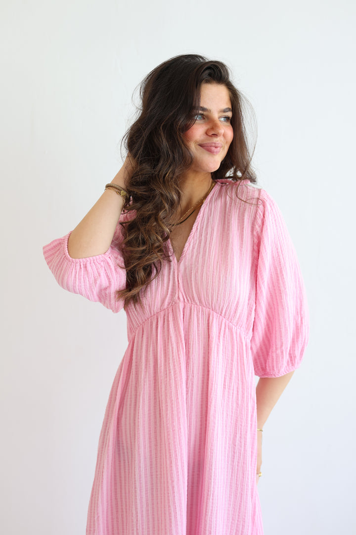 3/4 Arm Musselinkleid Summer Striped