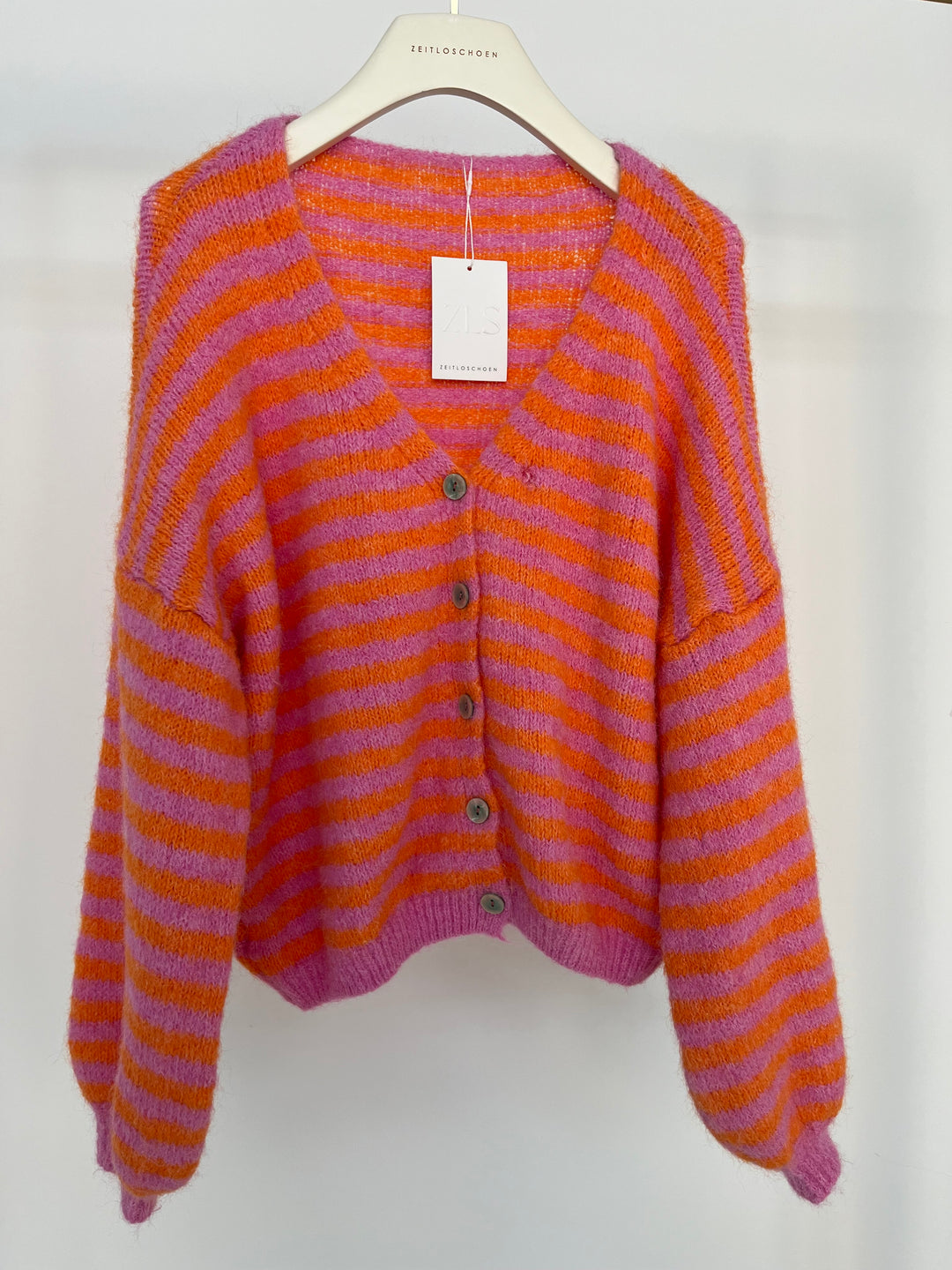 GESTREIFTER CARDIGAN COSIMA PINK/ORANGE (B-WARE)