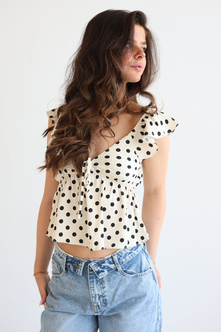 Polka Dot Peplum Top