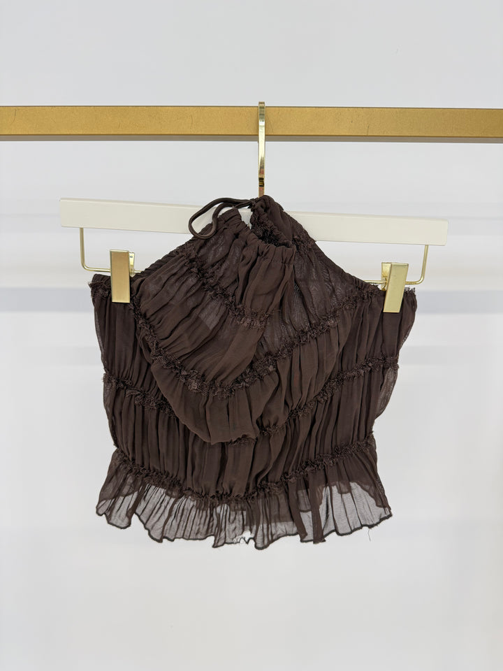 SUNLIT RUFFLE TOP CHOCOLATE GR.S/M (B-WARE)
