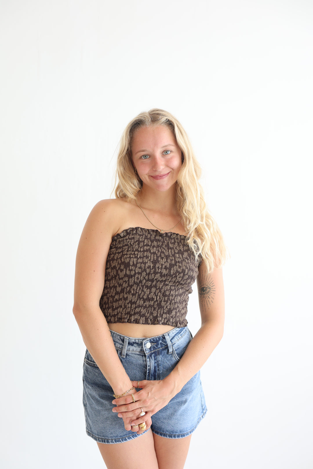 Leoprint Croptop aus Musselin