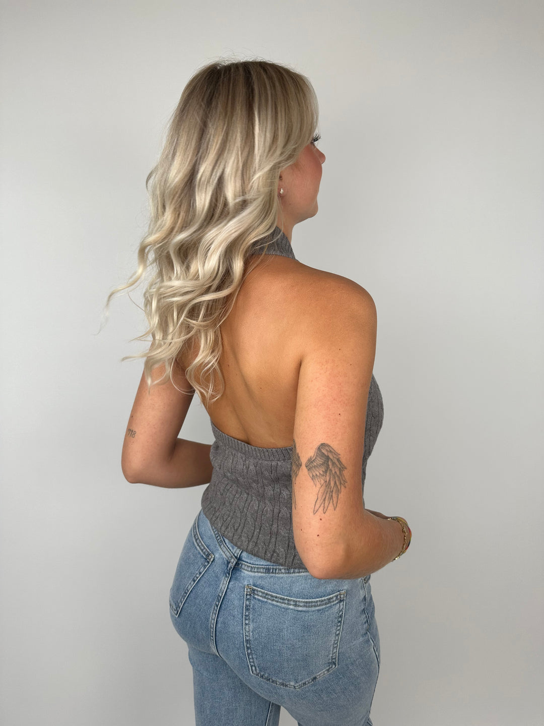 Neckholdertop in Strickoptik