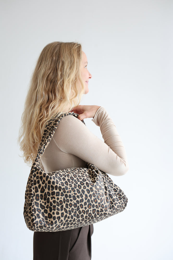 Leopard Print Suede Handbag