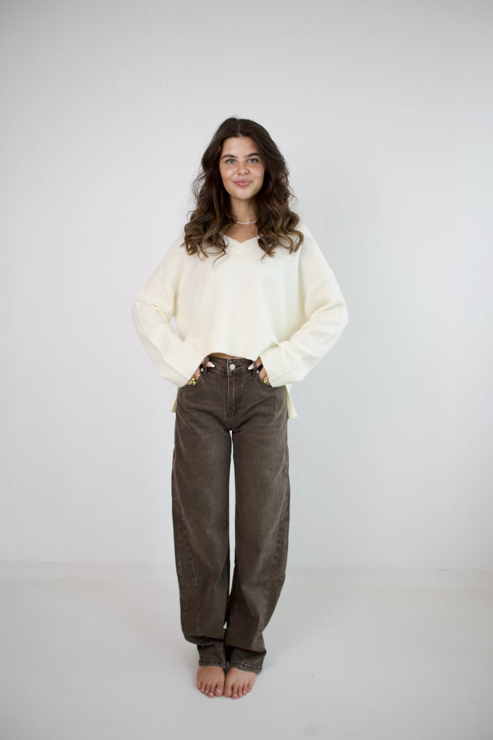 Extra Long Chestnut Flow Barrel Jeans