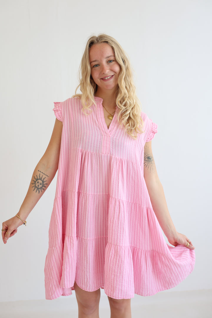 Kurzes Musselinkleid Summer Striped