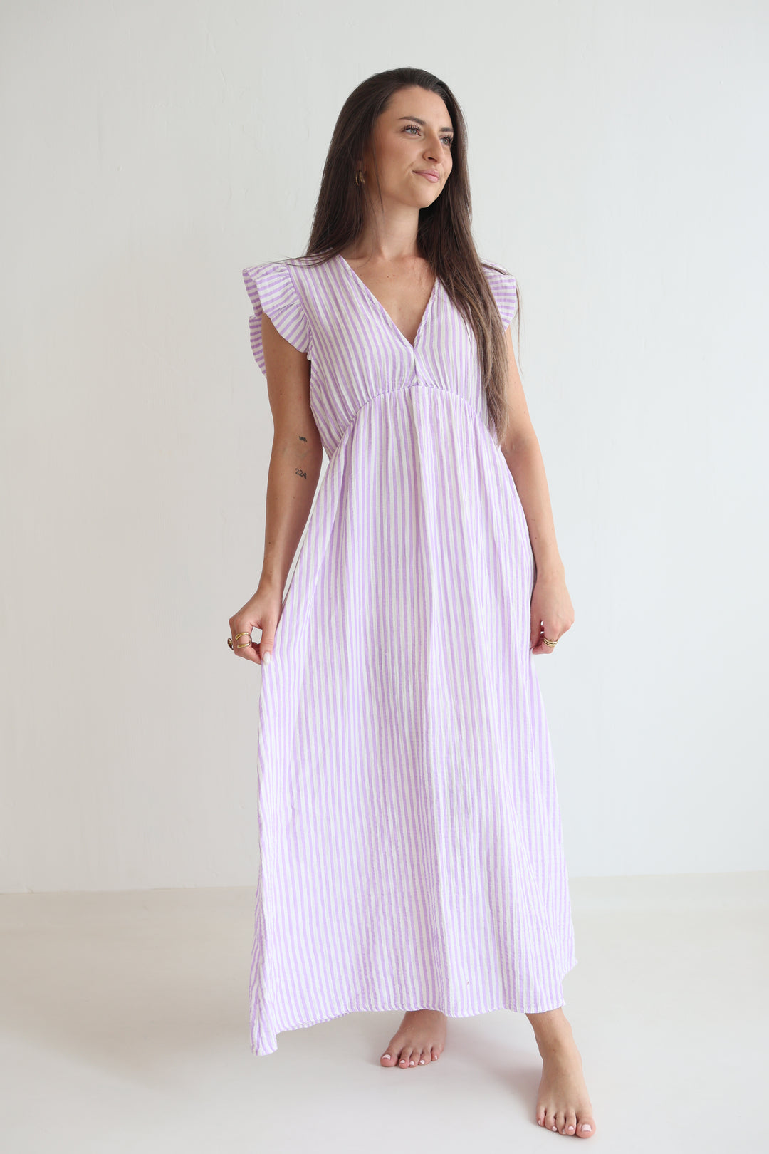 Langes Musselinkleid Summer Striped