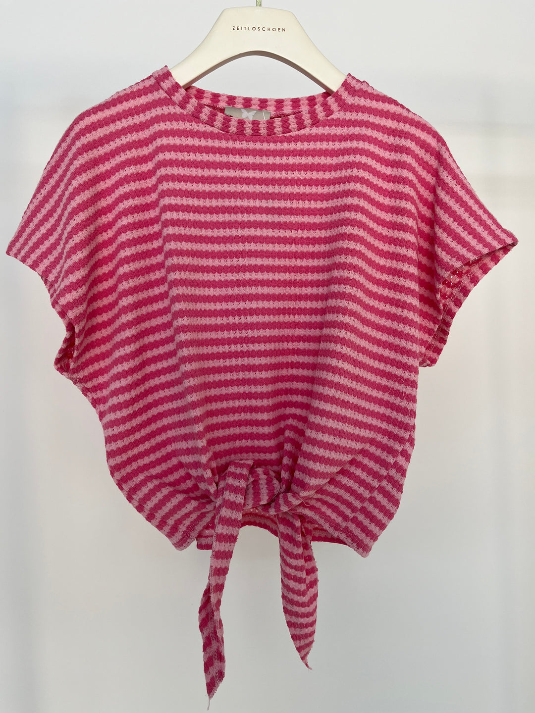 STRIPED KNIT KNOT T-SHIRT BUBBLEGUM PINK (B-WARE)
