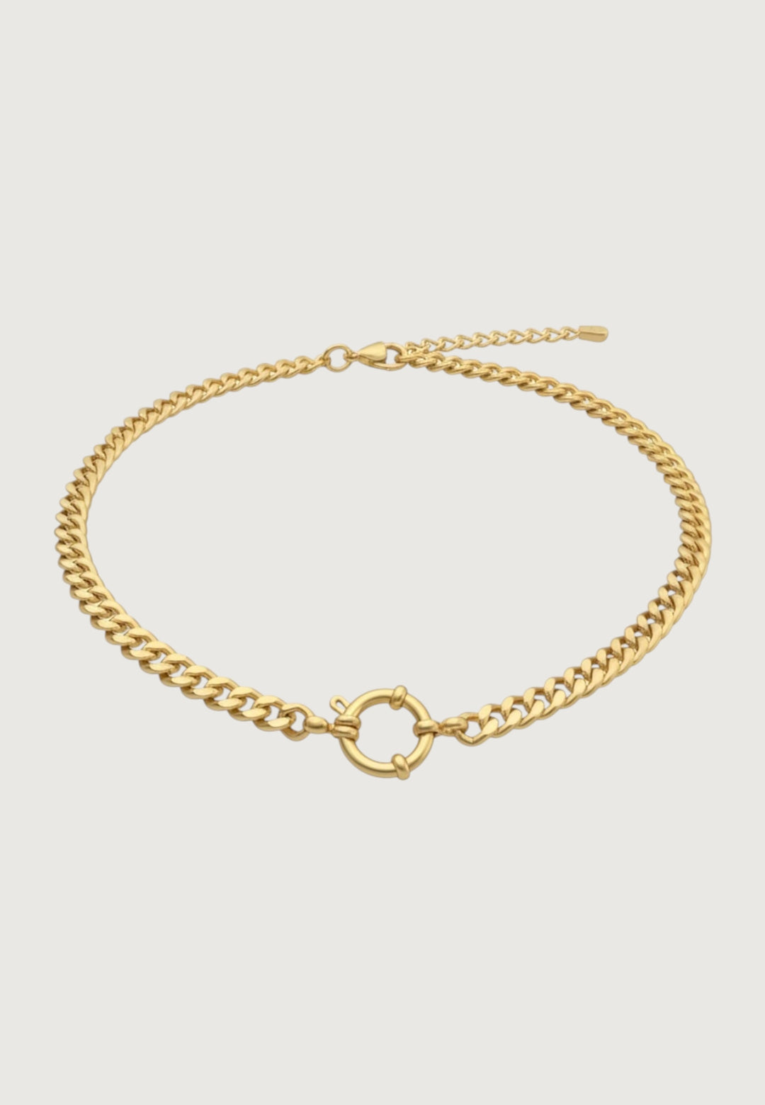 Gold Circle Charm Chain Necklace