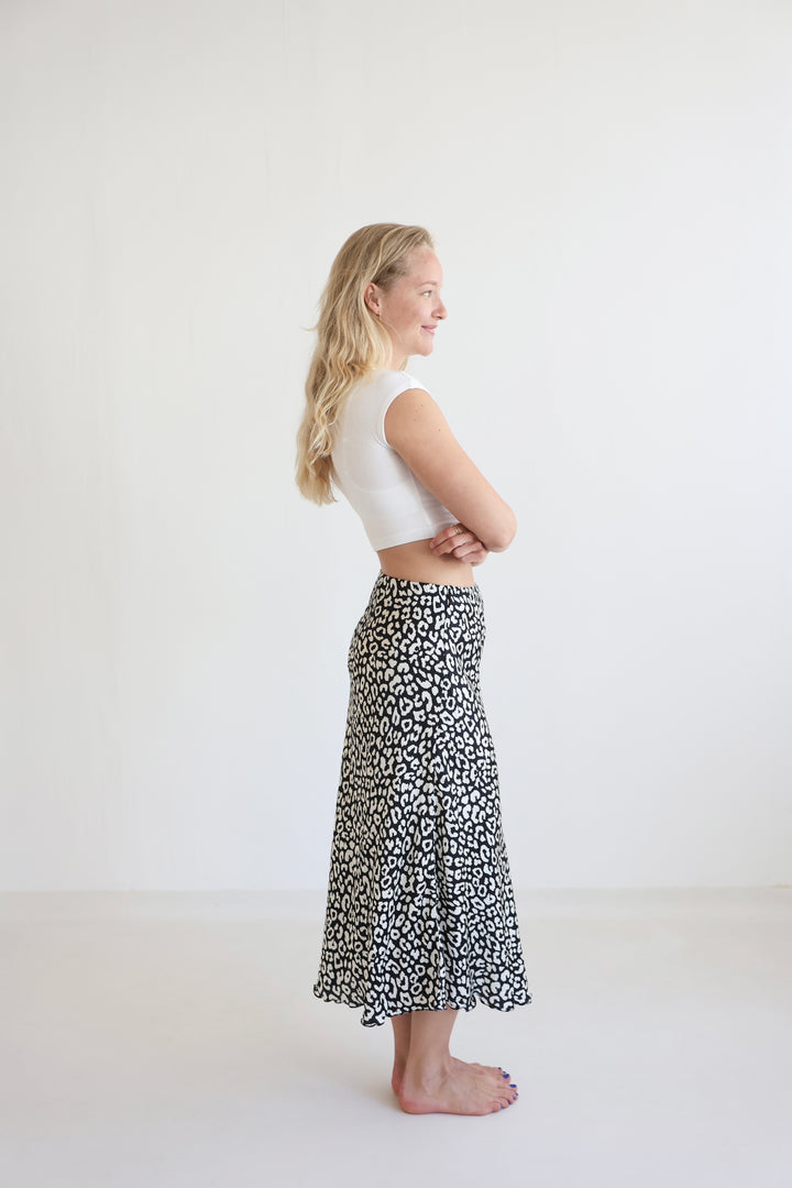 Leopard Satin Skirt