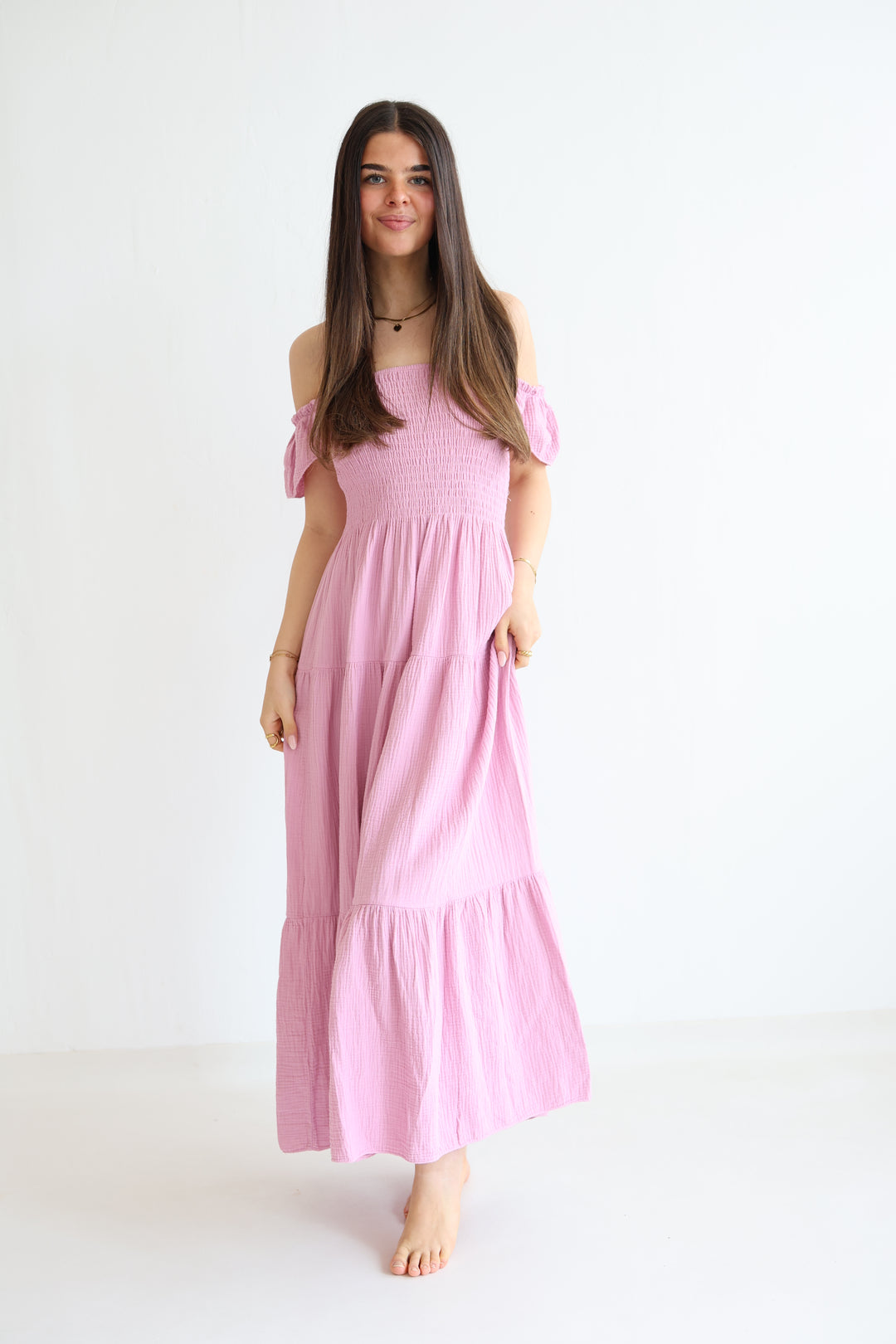 Langes Kleid mit Raffung Livia