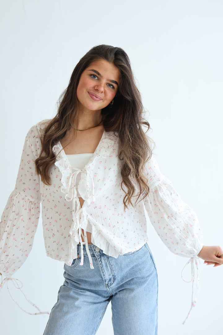 Rosy Ruffle Cardigan