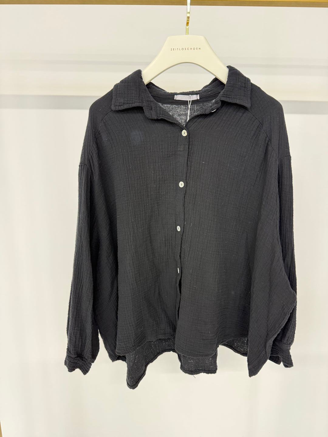 KURZES BLUSENHEMD AUS MUSSELIN SCHWARZ (B-WARE)