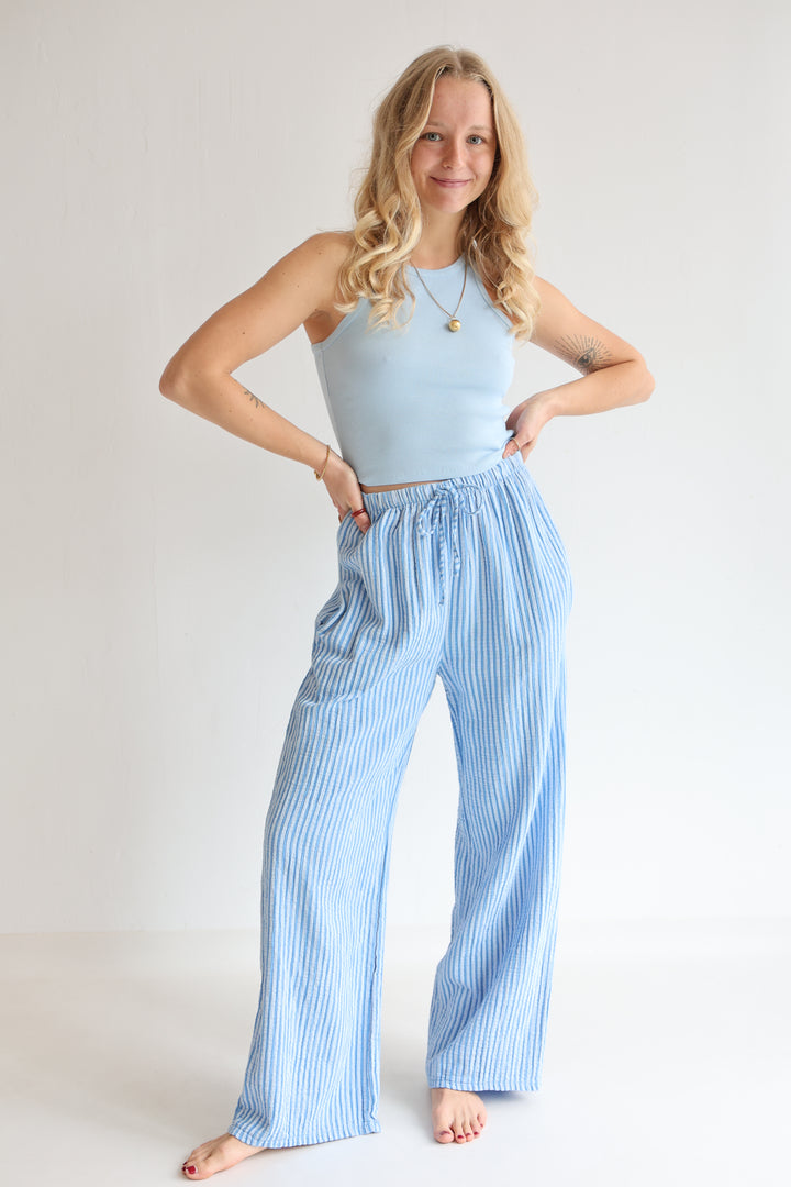 Lange Musselinhose mit Streifen Little Lines