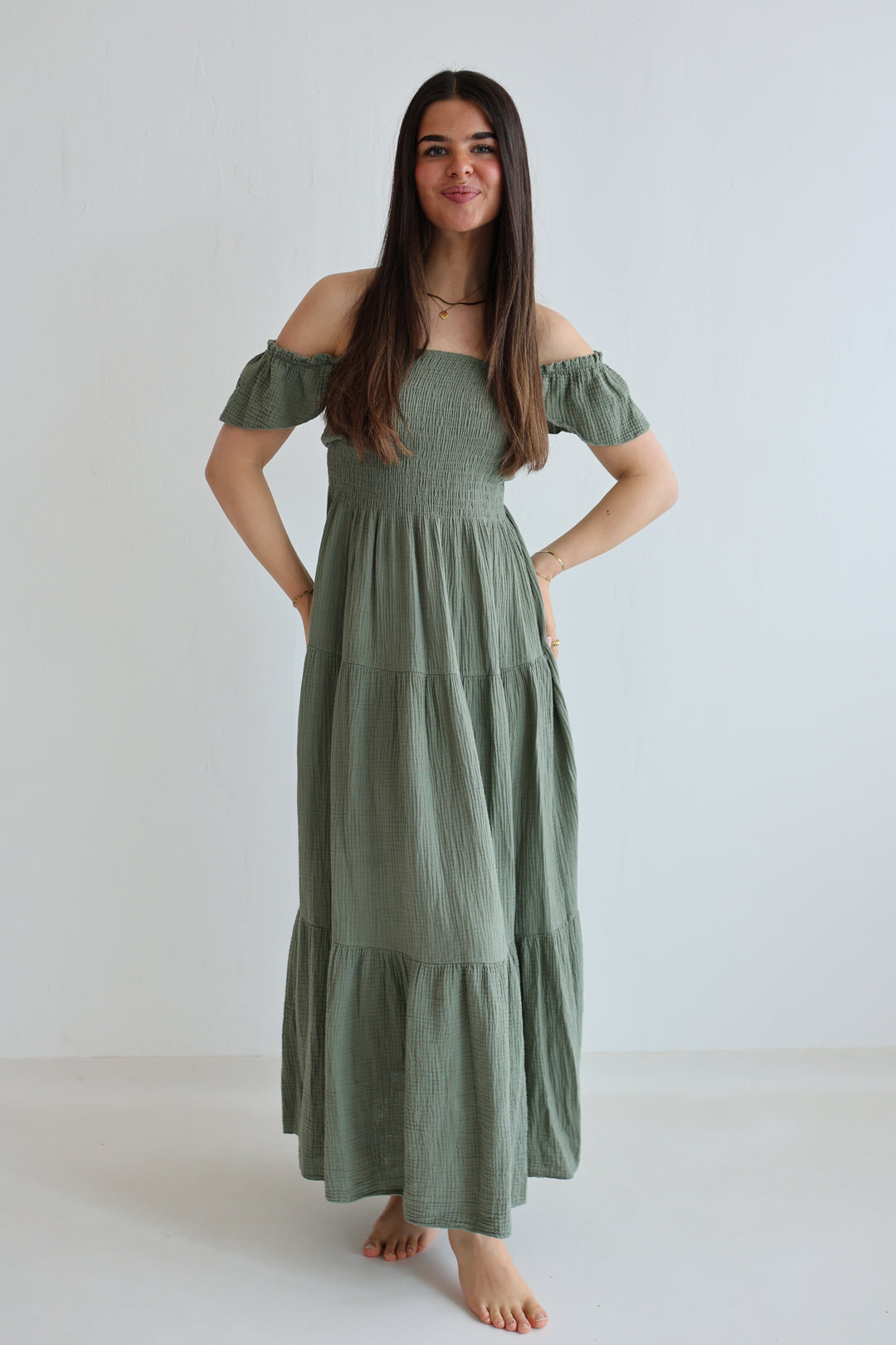 Langes Kleid mit Raffung Livia