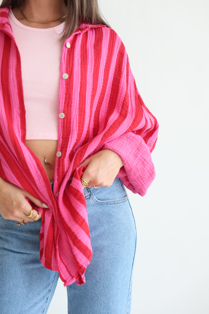 Musselinbluse Blockstripes